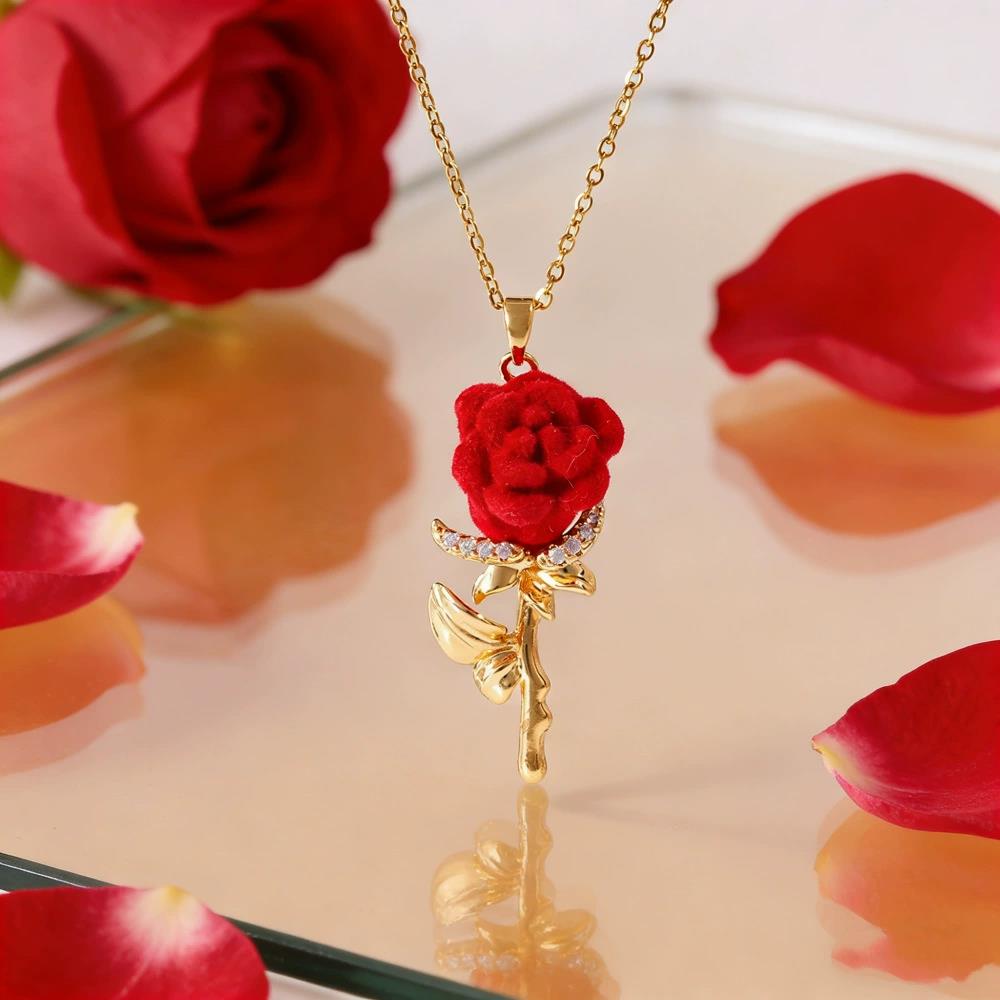 Birth Flower Necklace - 女性用ローズネックレス フレンチチャーム付き - 軽やかな高級感、個性的なハイエンド感覚、多用途なファッションアクセサリー