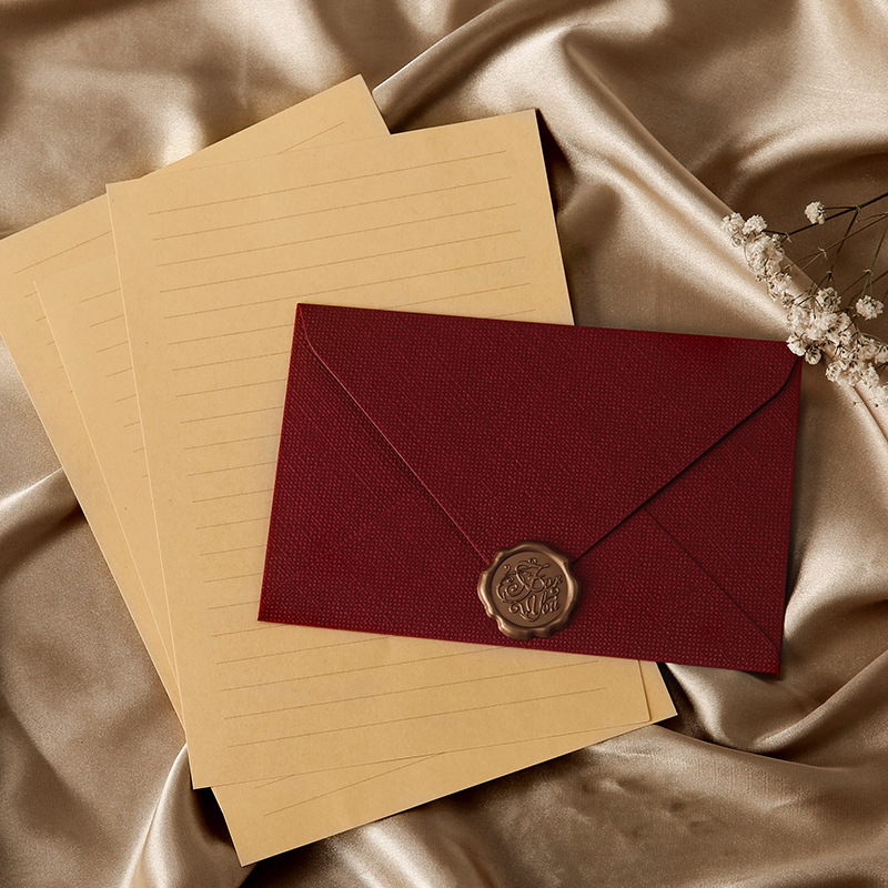 10枚入りリネン風封筒セット（シーリングワックス付き）- レ - Wax Seal Letter Kit のレビューと価格