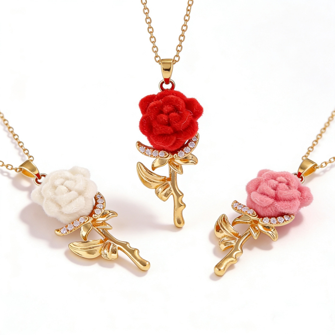 女性用ローズネックレス フレンチチャーム付き - 軽やかな高 - Birth Flower Necklace のレビューと価格