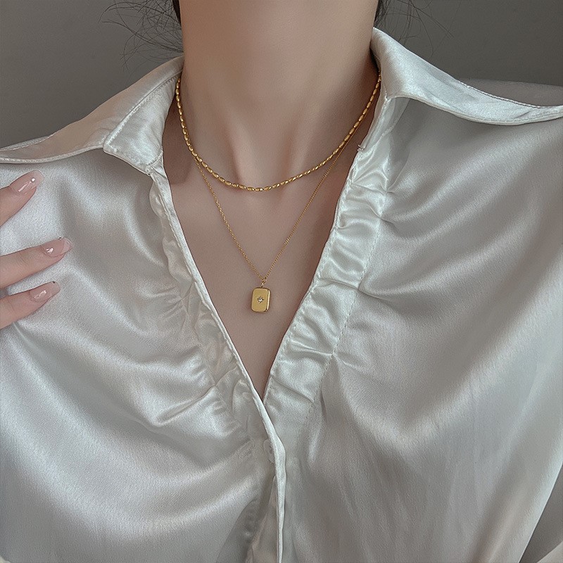 ANENJERY 316L ステンレス鋼二層スクエアひげを生 - Birth Flower Necklace のレビューと価格