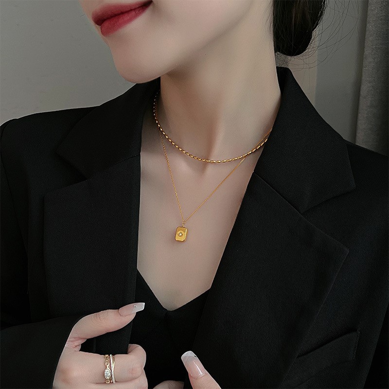 ANENJERY 316L ステンレス鋼二層スクエアひげを生 - Birth Flower Necklace のレビューと価格