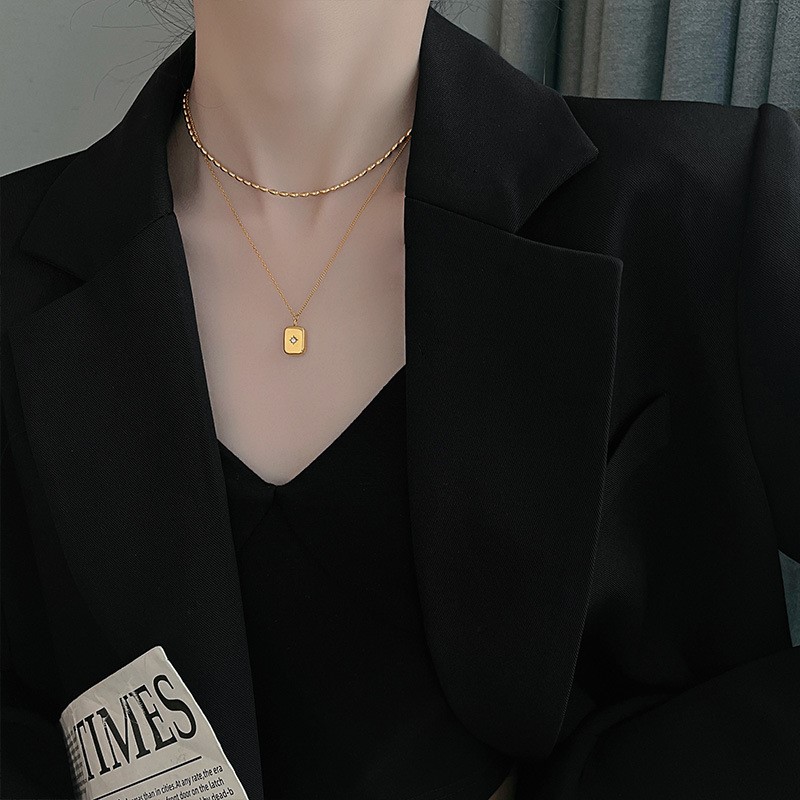 ANENJERY 316L ステンレス鋼二層スクエアひげを生 - Birth Flower Necklace のレビューと価格