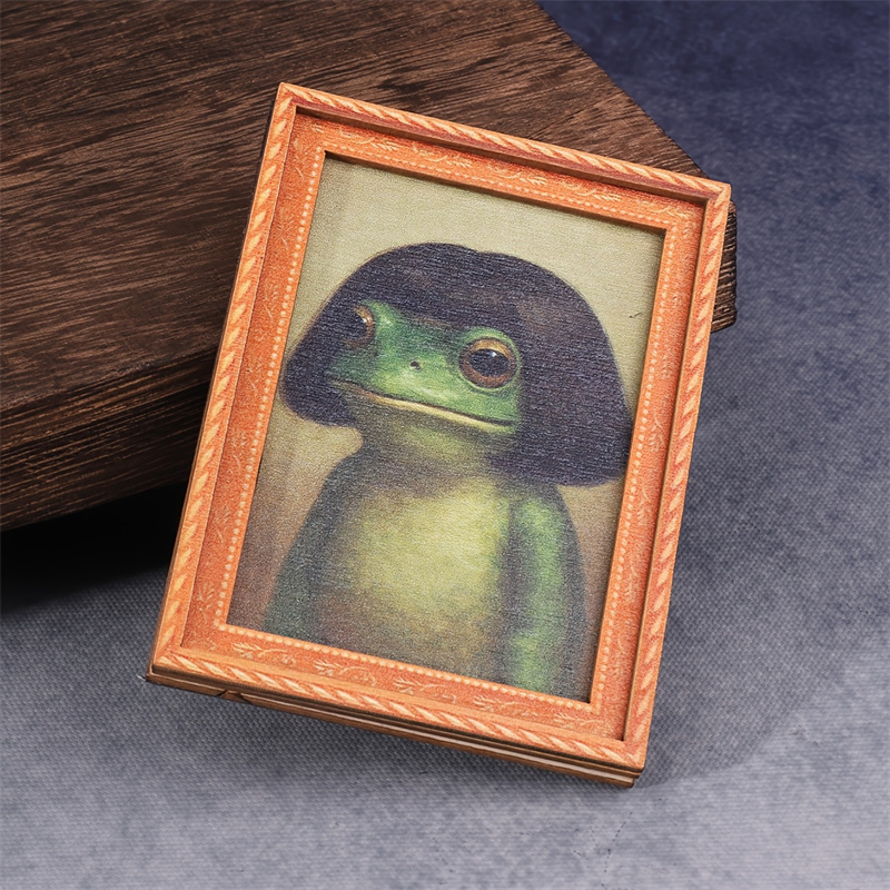 ミニ木製フォトフレームカエル冷蔵庫マグネット面白い緑のカエル - Engraved Wood Frame のレビューと価格